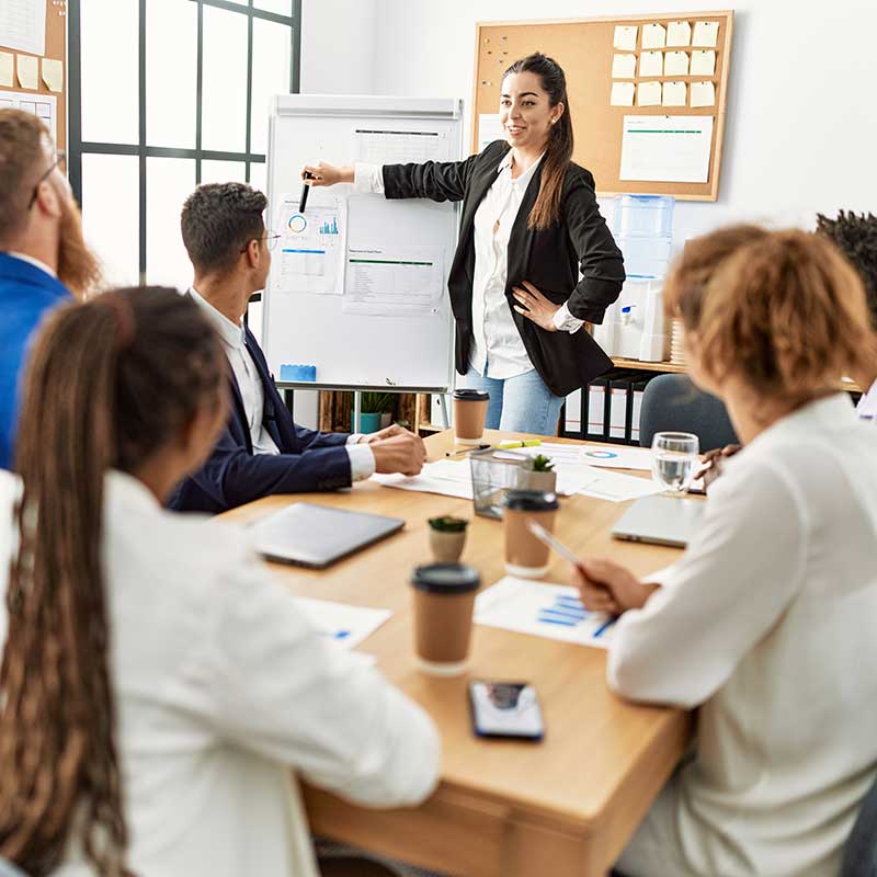 office team listening to presentation